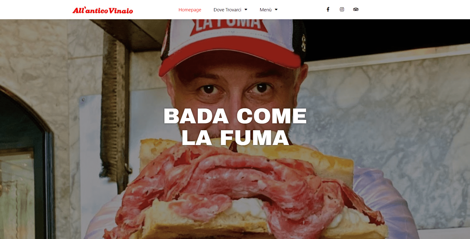 Homepage del sito web de "All'Antico Vinaio"